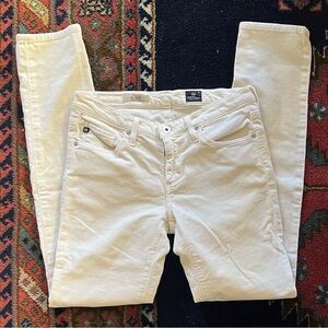 AG Adriano Goldschmied Women's Off-White The Stilt cigarette leg corduroy pants